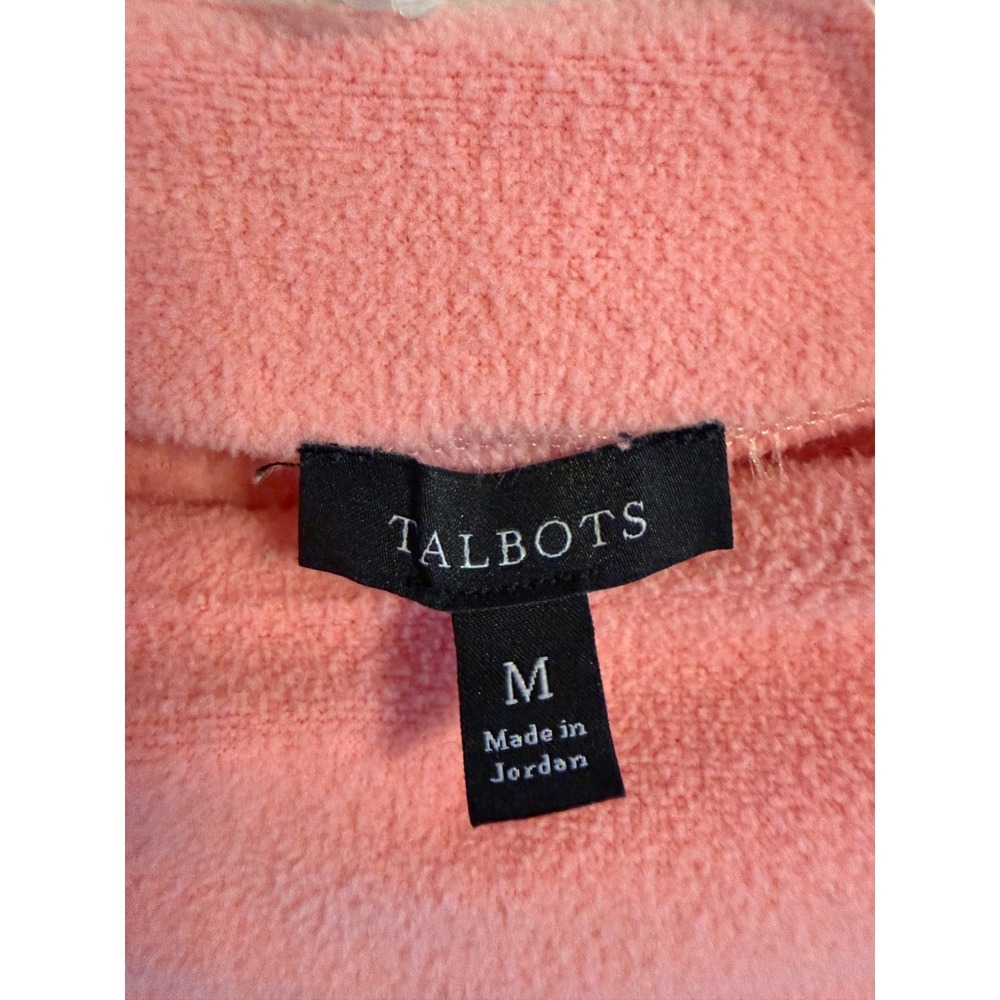Talbots Womens Pink Fleece Mock Neck Pullover Long Sleeve Top Size Medium - Picture 2 of 4